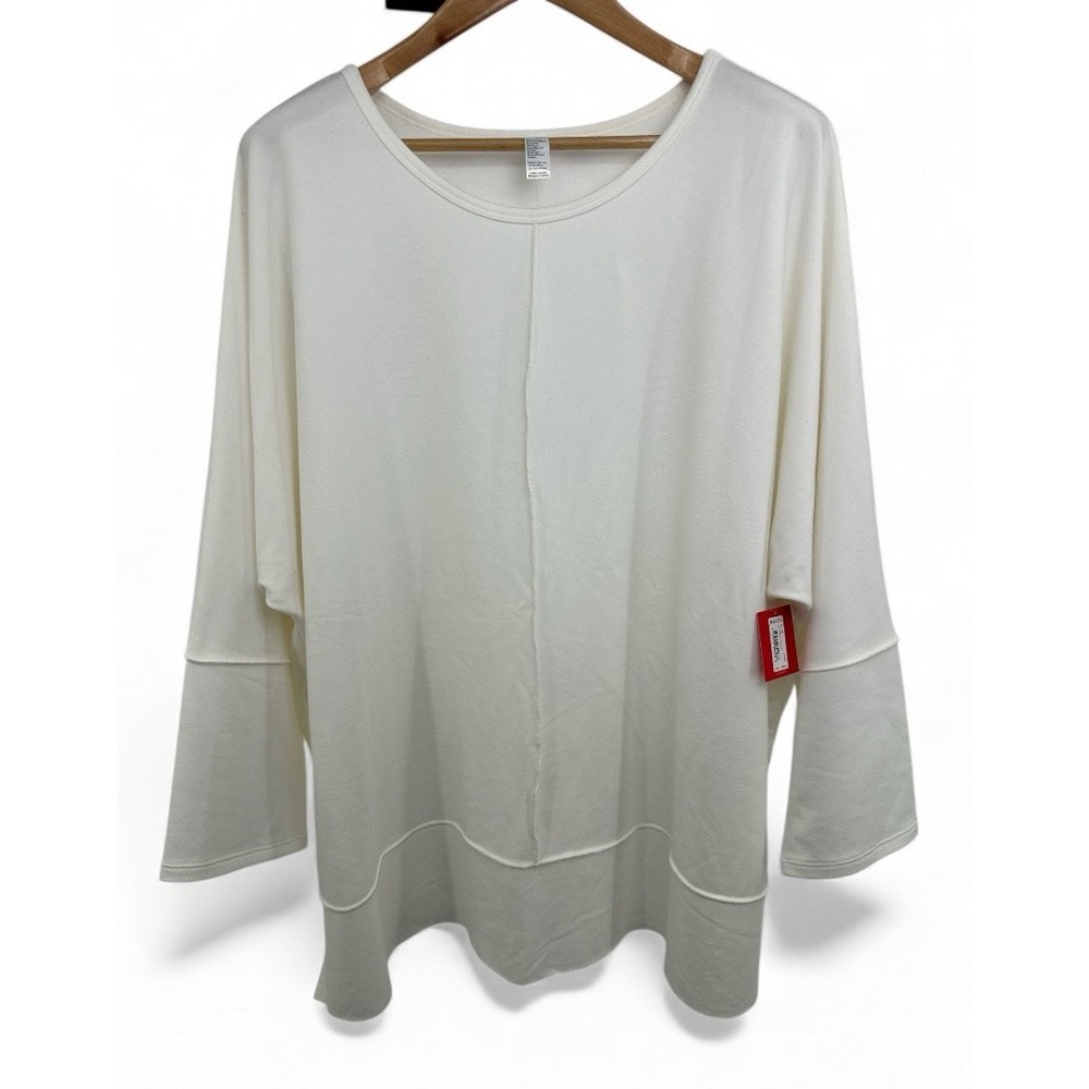 SPANX New 3XL Perfect Length Top Dolman 3/4 Sleeve Sweatshirt in Powder White
